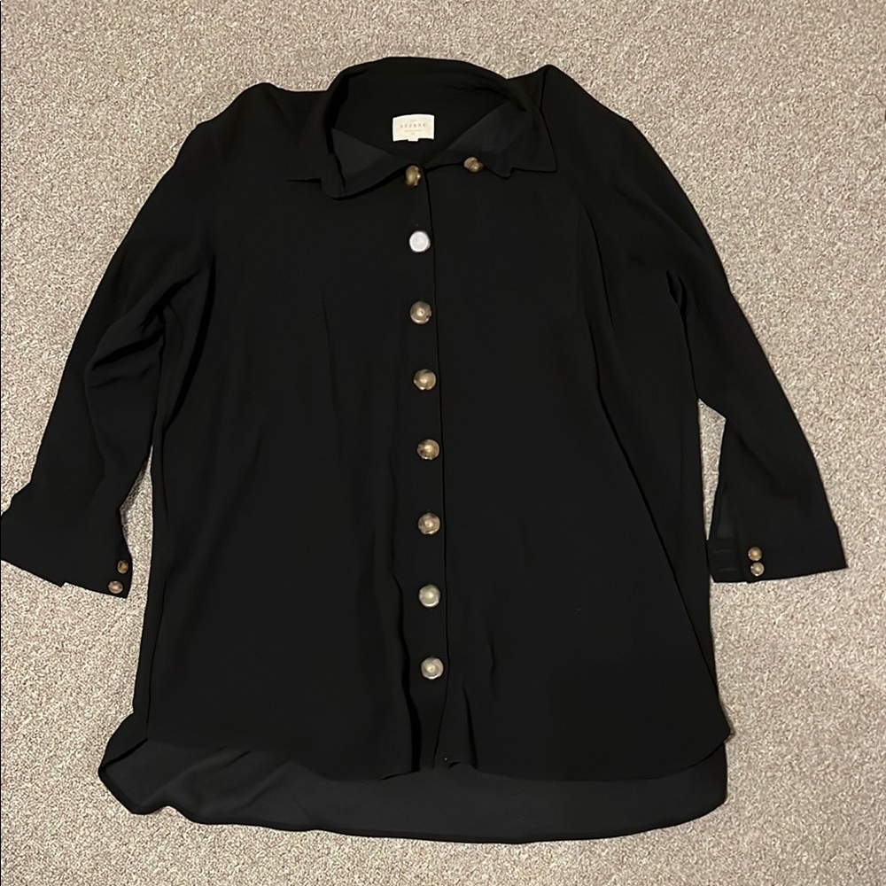 Sezane Black Button-Down Women's Dress